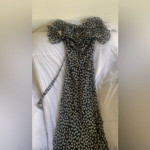 REALISATION The Violette Black White Dress Size XXS silk floral women’s